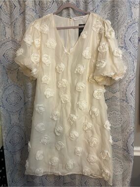 Impressions DREAM COME TRUE APPLIQUE MINI DRESS IN CREAM